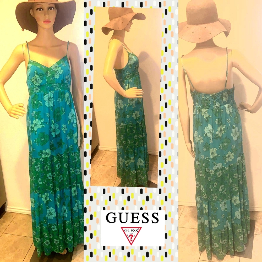 Guess Beautiful BOHO Green Floral dress Sz.S/P